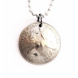 Bicentennial Quarter Domed Coin Necklace U.S. Commemorative Pendant 1976