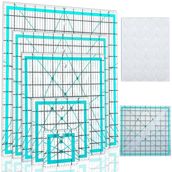 5 Square Quilting Rulers, Acrylic Quilting Templates (12.5", 10", 8",