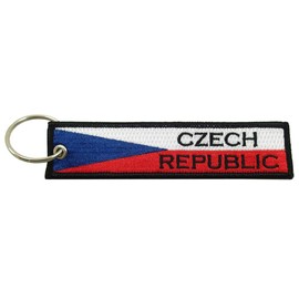 Czech Republic Flag Key Chain, 100% Embroidered