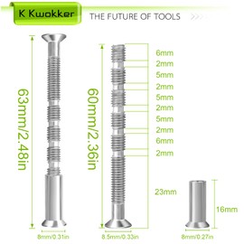 K Kwokker M5 Door Handle Screws, 16 Sets Nickel Plated Screw M5 Screws Male to Female Connecting Fixing Bolts and Sleeves for Fixing Door Handles, Escutcheons, Cabinet Drawers