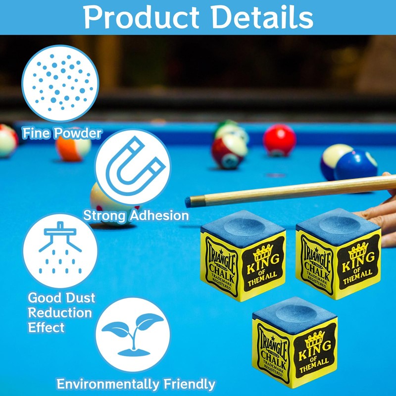 Gubilacrum 12 Pieces Blue Pool Chalk for Billiard Accessories, Pool