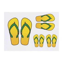 4 x 'Pair of Flip Flops' Temporary Tattoos - Water Resistant, Skin-Safe, Non-Toxic Transfers, Mixed Sizes (TO00073536)