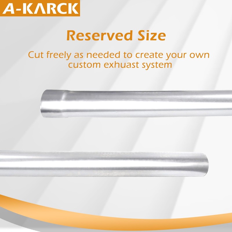 A-KARCK Straight Exhaust Pipe 2" OD, Stainless Steel 40" Long