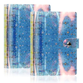 2 Pack A6 Soft PVC 6 Ring Binder Cover 6 Holes Soft Cover Office Folder Accessories for Meeting Travel Light Blue