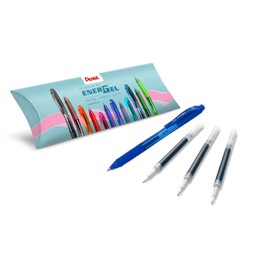 Pentel Energel X BL107 Retractable Gel Rollerball Pen Medium Tip 0.7mm Blue 1 Pen + 3 LR7 Refills
