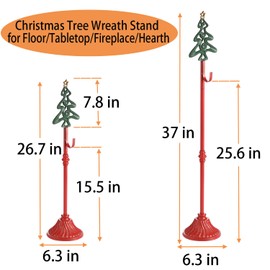 AINISIS Adjustable Metal Wreath Holder Stand for Display Floor/Fireplace/Hearth,Wreath Stand for Display Tabletop,General Christmas Tree Wreath Hanger Handbag Purse Stands for Decorative