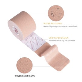GSPCARE Kinesiology Tape, 5 m x 5 cm Kinesiology Tapes for Muscles for Training, Latex-Free Waterproof Physio Tape for Restoring Knee, Shoulder and Elbows (2 Rolls, Skin Colour)