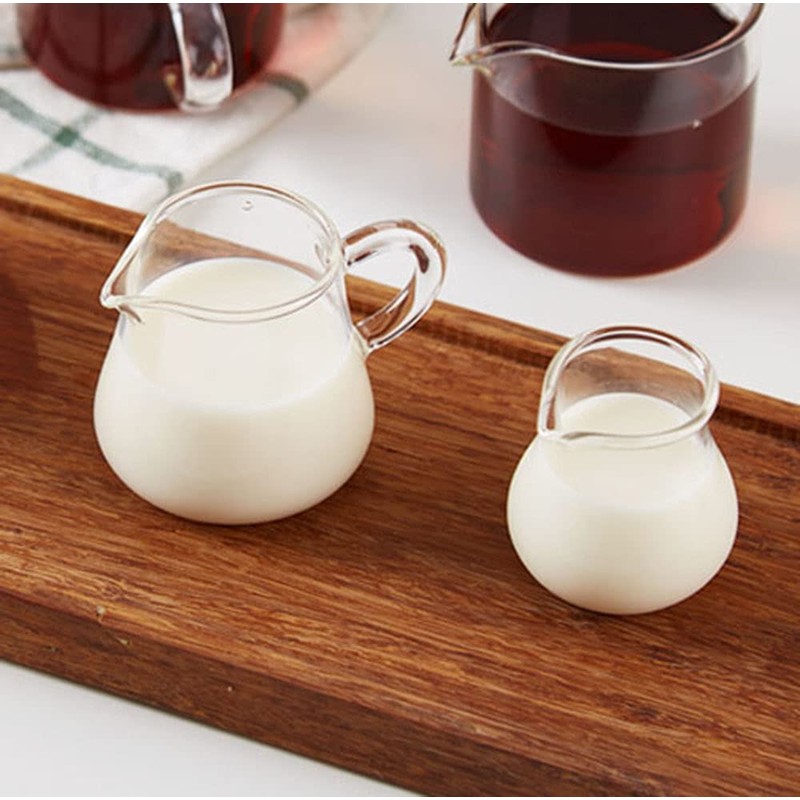 Mozacona 4pcs Mini Glass Creamer Pitcher Sauce Serving Pitcher Creamer