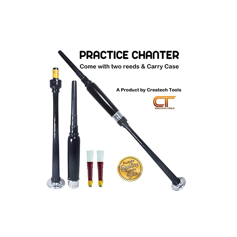 Scottish Highland BagPipe Practice Chanter, Carrying Case & Reeds by