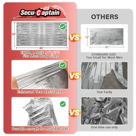 SecuCaptain Survival Emergency Thermal Blankets: 30 Pack Extra Large 84” x63” Space Mylar Blanket Kit for Outdoor Cold Winter Camping Hiking Car Bug Out Bag or First Aid