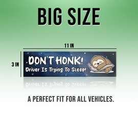 Don't Honk Driver is Trying to Sleep Black Sticker, Funny Bumper Sticker for Car Truck, Waterproof UV-Resistant Sticker Size 3x11inches