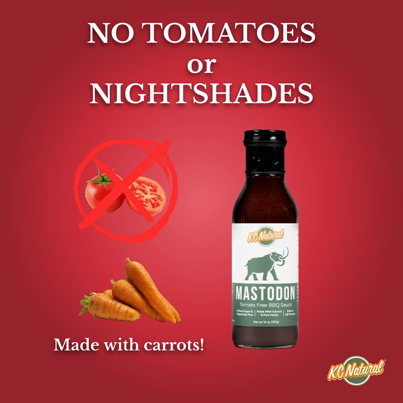 KC Natural - Mastodon Paleo AIP BBQ Sauce 14oz, (2