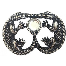 BELTINGER Stone of the Crocodils Belt Buckle 4.0 cm | Buckle Interchangeable Buckle Belt Buckle 40 mm Solid | High-Quality Rhinestone, silver