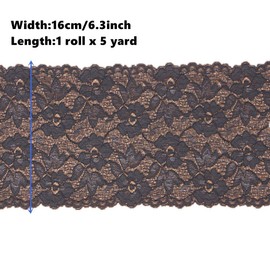 MSCFTFB 5 Yards Width 6.3 Inch Stretch Lace Trim Fabric Elastic Lace Flowers Embroidered Ribbon for Garment Craft Embellishment Wedding Baby Shower Table Decorations (Orange)