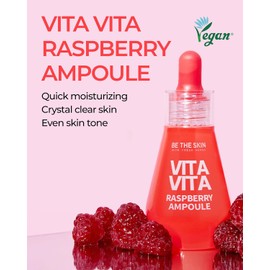 BE THE SKIN Ampolla De Frambuesa Vitavita - Suero Facial Iluminador Para Un Tono De Piel Uniforme Y Mayor Elasticidad Con Niacinamida, Vitamina C, 11 Péptidos, 1.01 Onzas Líquidas.