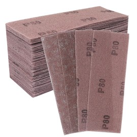 Shineboc 50 pcs Mesh Sanding Sheets, 70 * 200mm Mesh Hook and Loop Sanding Pads 80 Grit Dust Free Abrasive Net Sander Disc Anti-Blocking Grinding Polishing Sandpaper for Wood Furniture