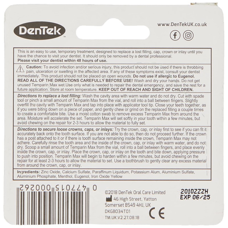 DenTek Temparin Max Home Dental Repair Kit for repairing lost