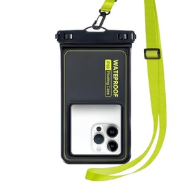 Tandoler Floating Waterproof Pouch, with Adjustable Neck Lanyard, Marine IP68 Cellphone Dry Bag Compatible with 15 Pro Max/ 14 Pro Max/ 13 Pro Max/ 12/ S24 Up to 7", 1 Pack-Black/Hi-Vis Yellow