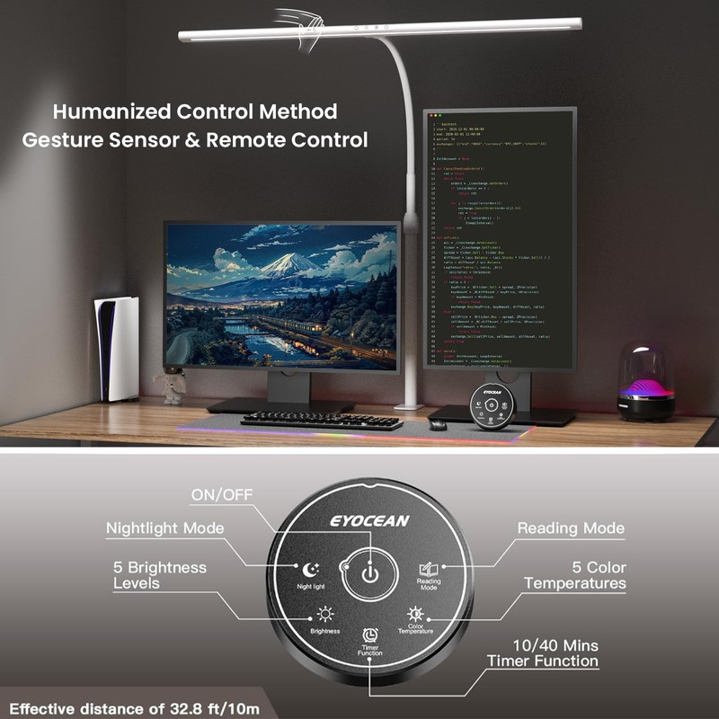 EYOCEAN Desk Lamp, 31.5" Desk Light for Home Office, Brightest