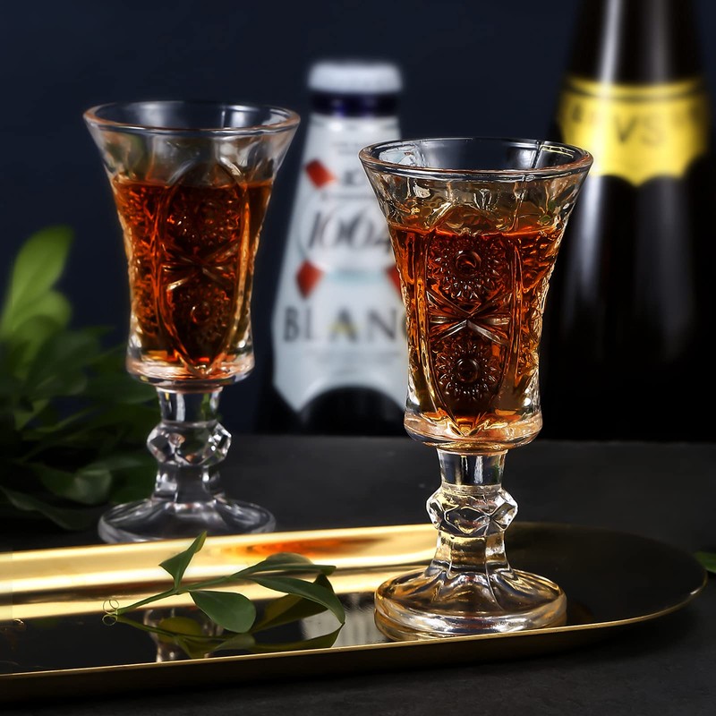 Glsairy Round 1.3-Oz Cordial Glasses, Lead-Free Sherry Glasses, Clear Heavy