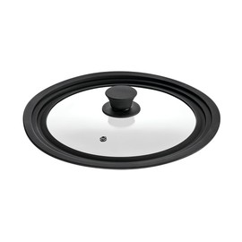 Schulte-Ufer Adriana Universal Glass Lid Suitable for Pans with Diameter 16 cm, 18 cm and 24 cm, Black