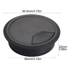 Cable Grommet Desk, Pack of 2 80 mm Cable Feed-Through Desk Black Sockets Cover Plastic for Table Office Desks