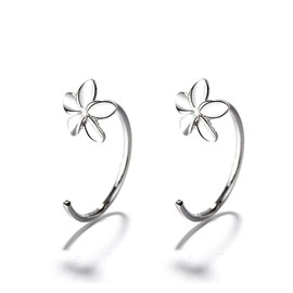 Iszie 925 Sterling Silver Mini Flower Wrap Hook Earrings for Girls Wonen