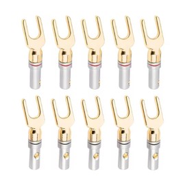 Snblzhef 10Pcs Y/U Type Banana Plugs Speaker Audio Cable Wire Connector 10Pcs Y/U Type Speaker Banana Plugs Audio Speaker Plugs Screw Lock Fork Spade Plug Banana Connectors