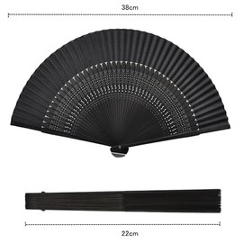 YIBOOOM Silk, Bamboo Fan, Simple, Plain, High Quality Silk Fan, Short Fan, Large, Yukata, Kimono, Japanese Accessories, Kabuki Accessories, Fireworks Displays, Mother's Day, Father's Day, Summer