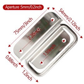 Runseaway 4PCS 3 Inch Stainless Steel Chest Handles, Hidden Folding Handle, Toolbox Pull Ring Handle, Cabinet Door Handle, Heavy Duty Pull Handle for Toolbox Chest Case