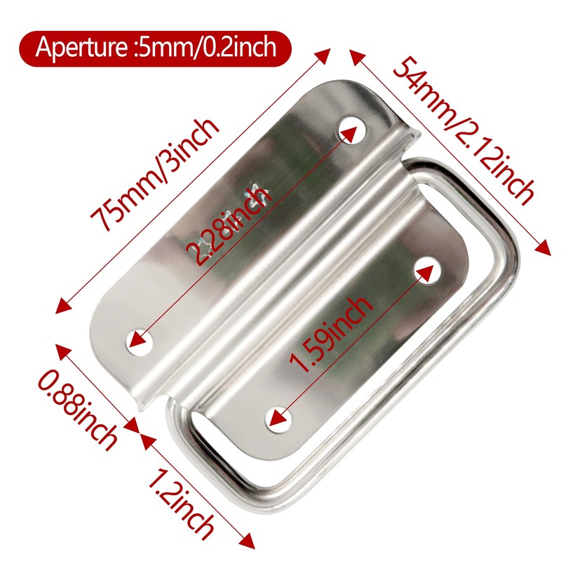 Runseaway 4PCS 3 Inch Stainless Steel Chest Handles, Hidden Folding