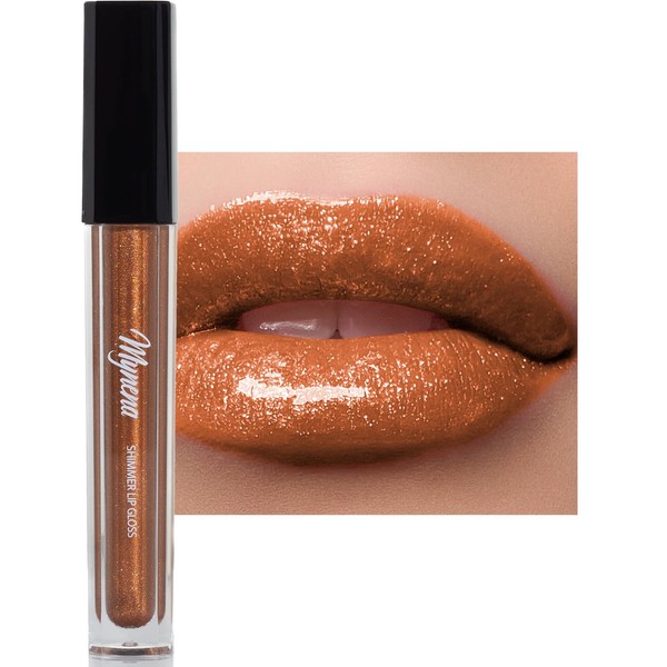 Mynena Glitter Lip Gloss Non-Sticky Filled with Orange Copper Iridescent