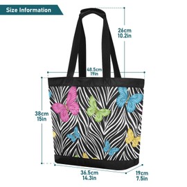 senya Mesh Beach Bag Handy Mesh Tote Bag Large Beach Bags Sandproof Swim Pool Bag for Gym Travel Daily (Butterflies on Animal Zebra Abstract Print)
