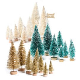 JEEZAO Artificial Christmas Tree, Mini Desktop Christmas Tree, Miniature Decoration Christmas, Christmas Tree Decoration for Table Decoration, Shop Window (Set 1 (24 Pieces)