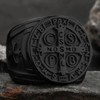 REchoLI Cross Ring for Man Black Stainless Steel Saint Benedict