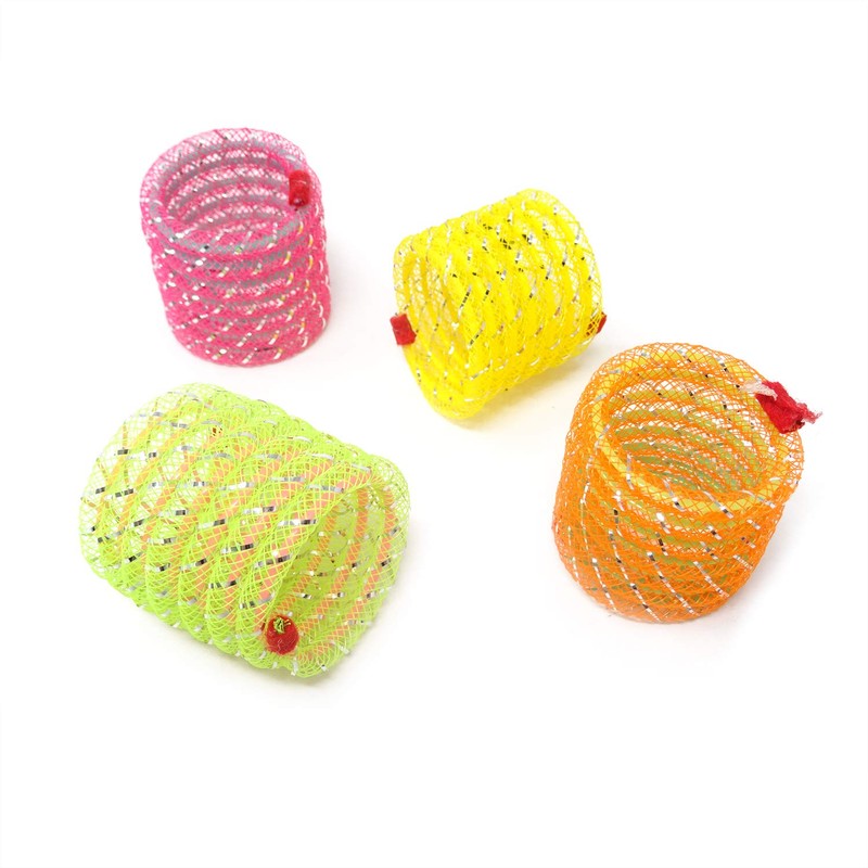 Honbay 4PCS Random Color Cat Spring Toy Stretchable Coil Pet