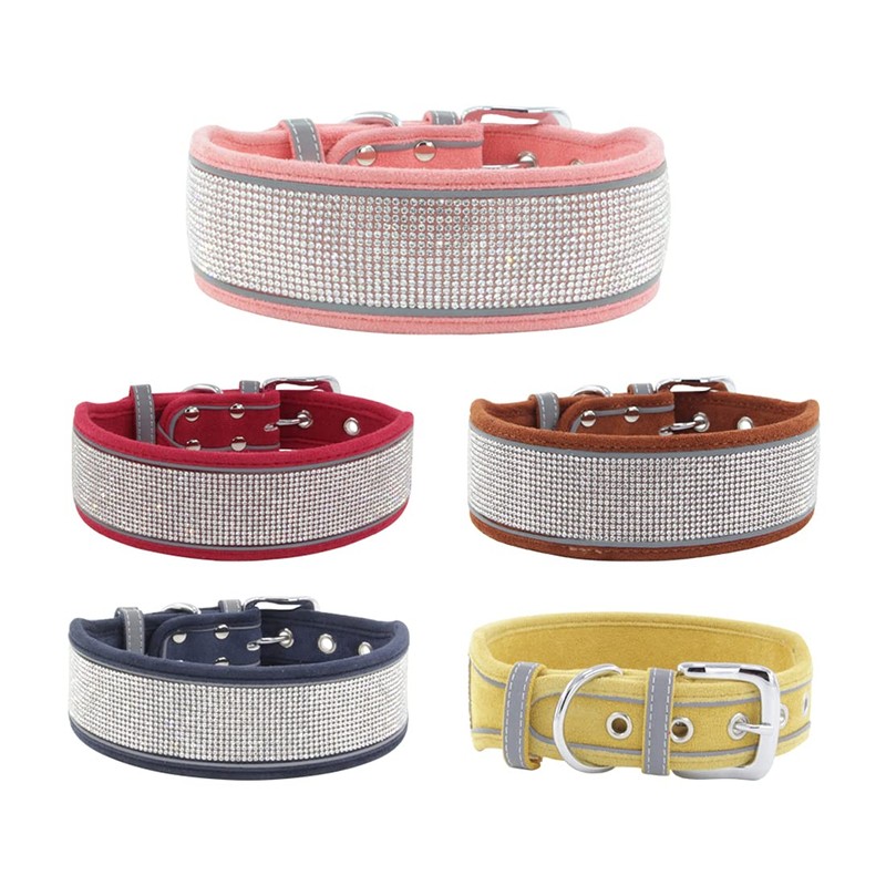 Yiwong Rhinestone Dog Collars for Medium and Large Dogs, Adjustable