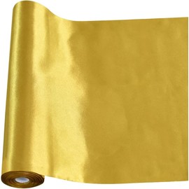 TONIFUL 12 Inch X 11yds Dark Gold Satin Ribbon Extra Wide Christmas Ribbon for Outdoor Use, Ribbon Cutting Ceremony, Grand Opening Ribbon, Table Runner, Chair Sash, Gift Wrapping, Wedding Decoration