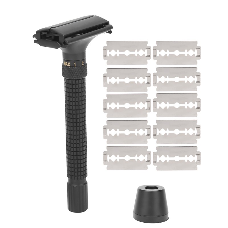 Men Manual Razor Blade Base Set Adjustable Brass Double Edge