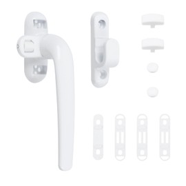 UTALIND 2 Pcs White Window Handle, Zinc Alloy Right Side Lever Locking Handle, Casement Window Latch (Right)