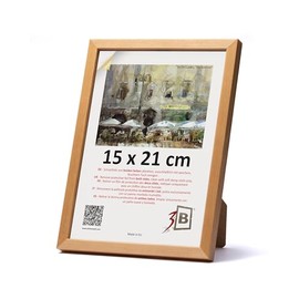 3-B LUND Picture Frame Natural 15 x 21 cm (A5) Wooden Frame, Photo Frame, Portrait Frame with Acrylic Glass