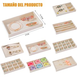 Caja de Almacenamiento de Joyería, Bandeja de Joyería de Terciopelo, Multifuncionales Caja Para Cajones, Bandejas Apilables, Para Collares, Aretes, Pulseras, Anillos