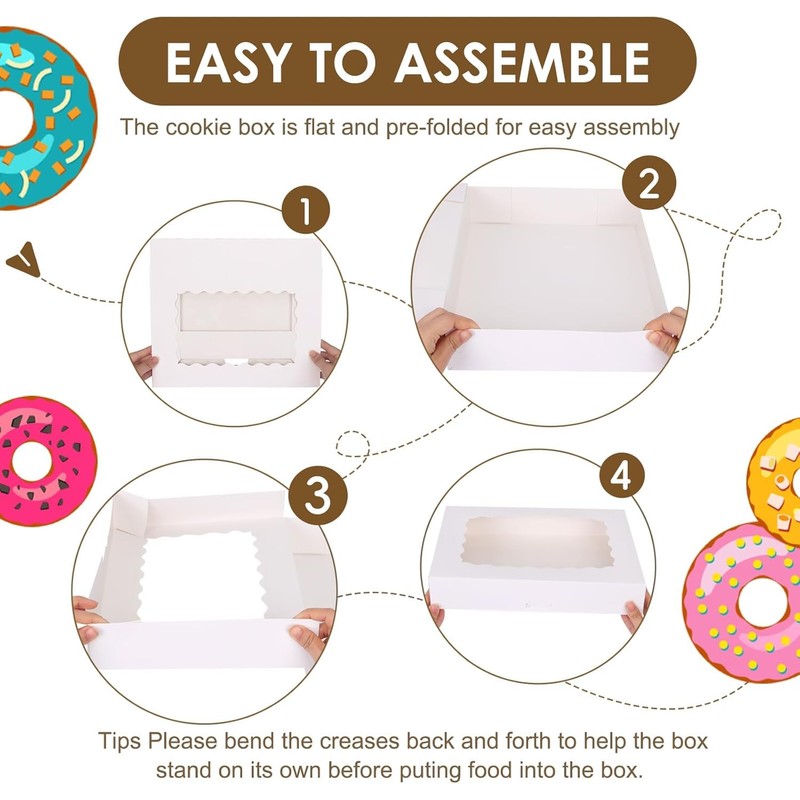 Cookie Boxes, 10Pcs Dessert Boxes with Clear Window 12" x