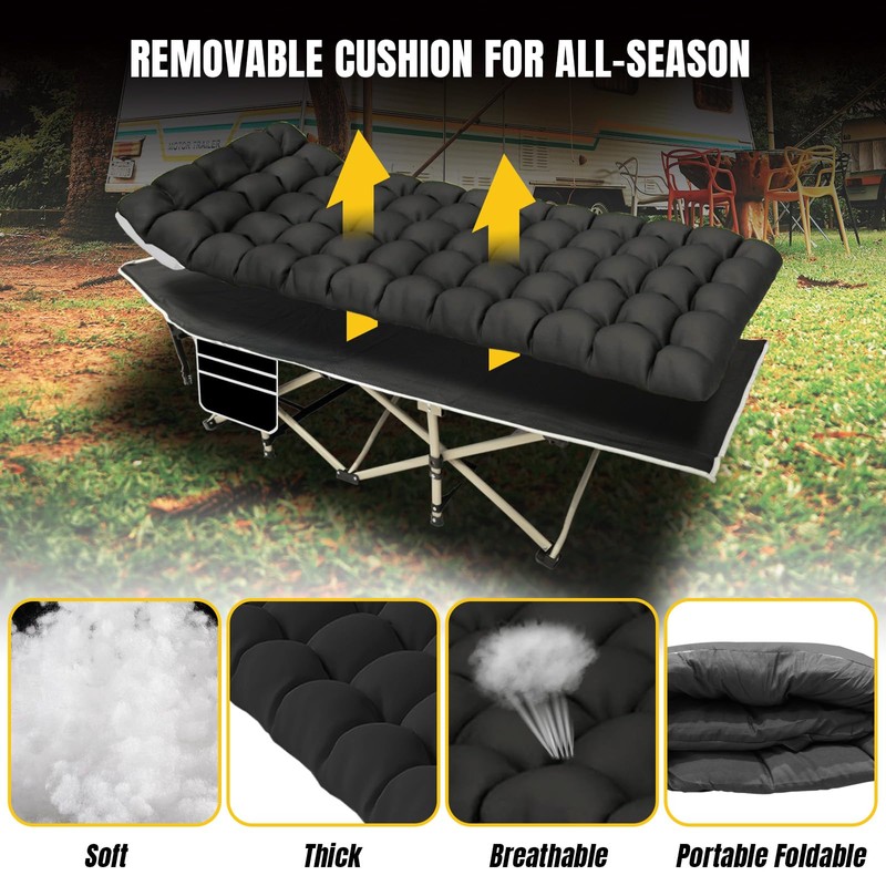 YELLOW JACKET Folding Camping Cot for Adults,600LBS Max Load,28" Wide