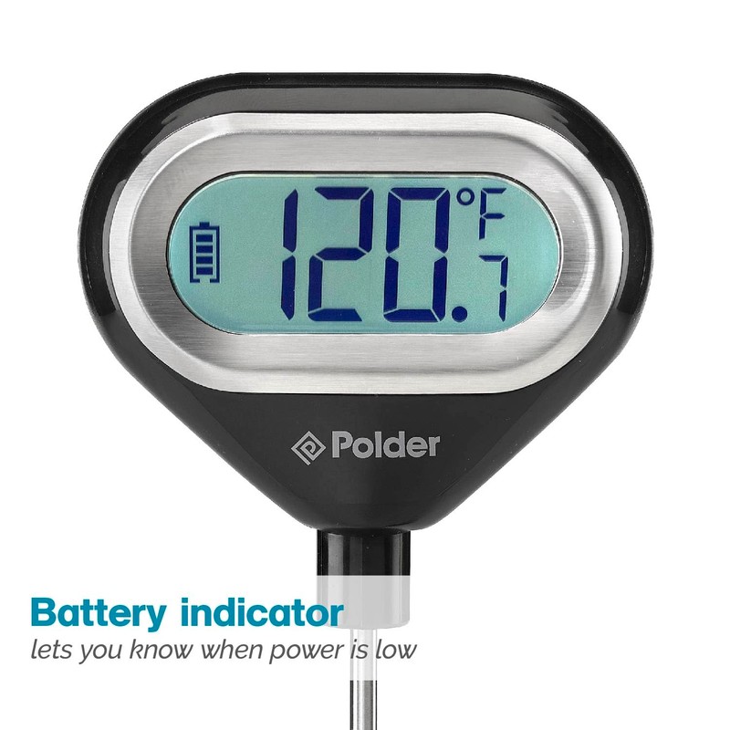 Polder Pivoting Screen Instant Read Thermometer, Black