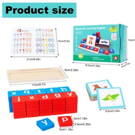 See Spelling Learning Toy Wooden ABC Alphabet Flashcards Matching Shape Letter Games Montessori Preschool STEM Learning Gift Toy for Toddlers Children