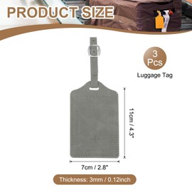PATIKIL Suitcase Tags, Grey Leather Luggage Name Tags Travel Accessories Airplane Essentials with Private Protection for Flying Hotel Check in Luggage Bags Men Women, 3 Pcs