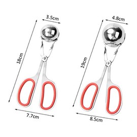 AHIER - Máquina de albóndigas, 2 unidades para hacer albóndigas sin palo, con asas antideslizantes desmontables, de acero inoxidable, para tartas, para cocina (1.3 pulgadas y 1.7 pulgadas)