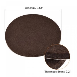 sourcing map Felt Furniture Pads, 90mm Dia Self-stick Non-slip Anti-scratch Round Felt Pads Cabinet Closet Feet Floor Protector Brown 8 Pads
