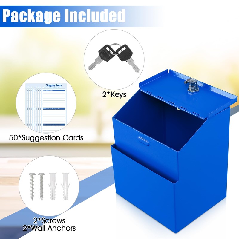 KYODOLED Suggestion Box with Lock, Metal Wall Mounted Donation and